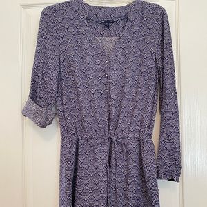 Gap Knee Length Navy & Off White Patterned Dress